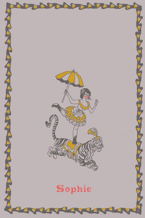 Geboortekaartje vintage circus tijger