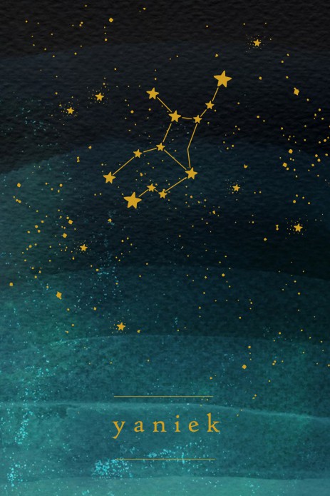 Geboortekaartje geschilderde nacht met sterren en sterrenbeeld