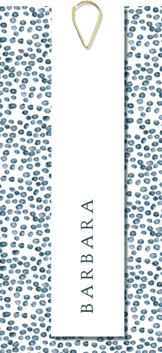 Label kaart verfstipjes blauw patroon