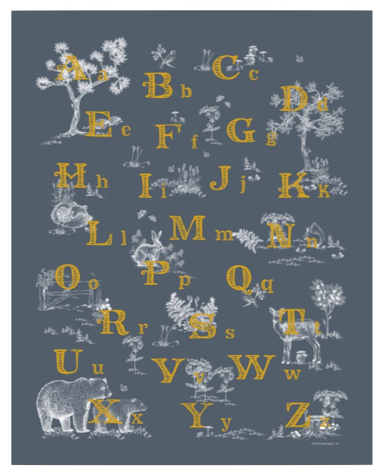 ABC poster met bosdieren voor