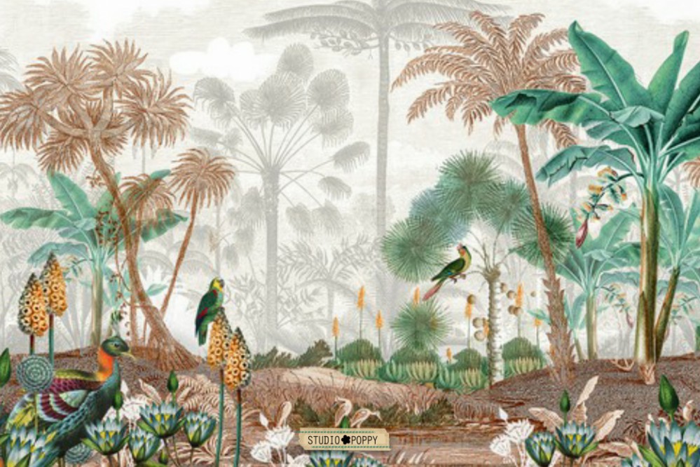 Geboortekaartje tropical jungle achter
