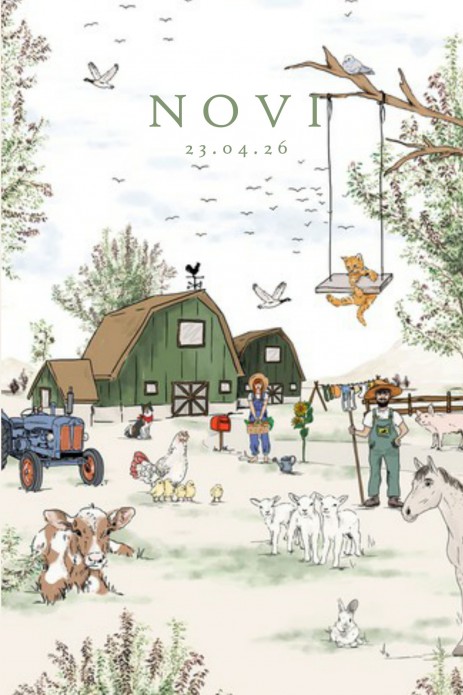 Geboortekaartje 'Animal Farm' van Annet Weelink Design voor