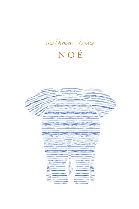 Geboortekaartje aquarel streepjes olifant