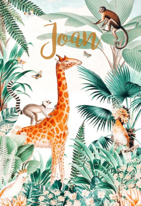 Geboortekaartje bohemian jungle giraf voor