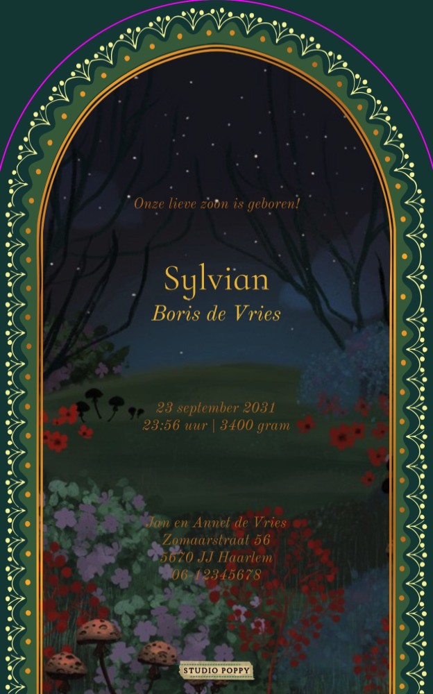 Geboortekaartje boogvorm hertje