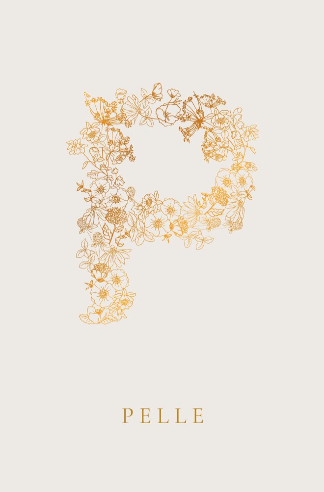 Geboortekaartje botanisch monogram handgetekend