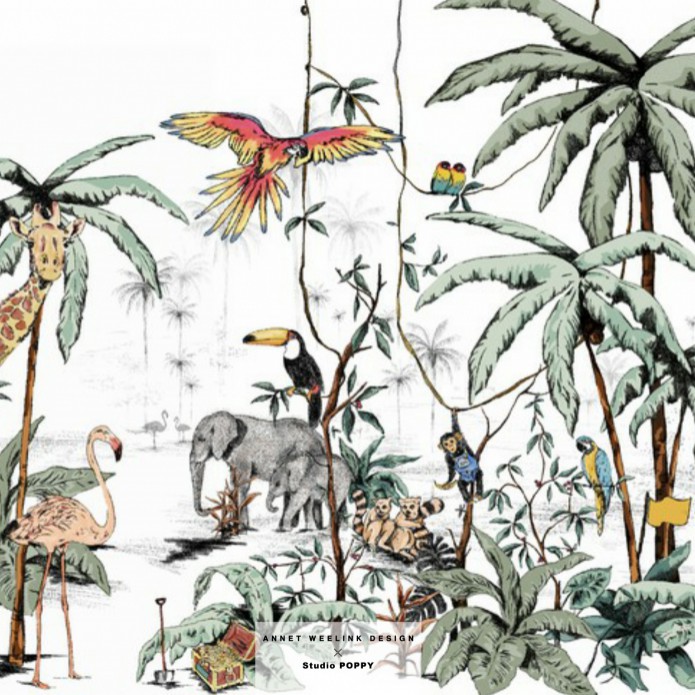 Geboortekaartje 'Jungle Tonal' van Annet Weelink Design achter