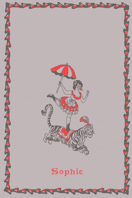 Geboortekaartje vintage circus tijger