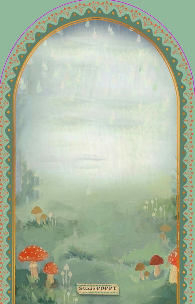 Geboortekaartje paddenstoel met wiegje