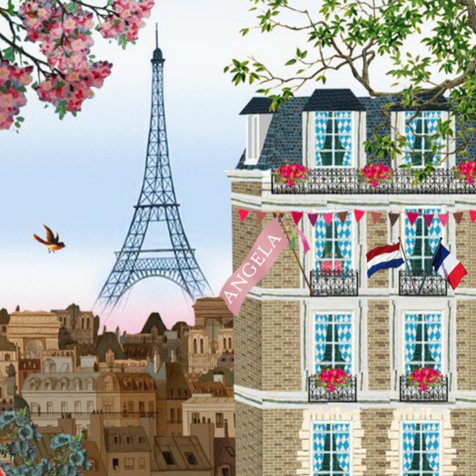 Geboortekaartje Parijs met Eiffeltoren voor