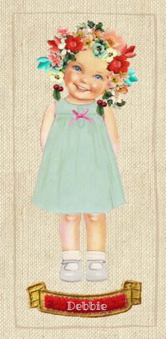 Geboortekaartje retro vintage meisje met bloemen voor