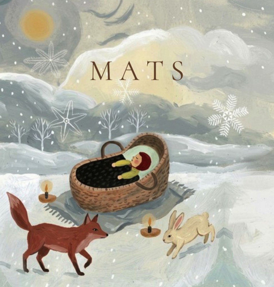 Geboortekaartje sneeuw wonderland met wiegje