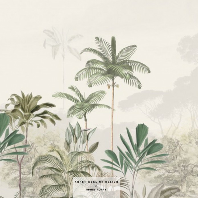 Geboortekaartje 'Tropical Wilderness' Green van Annet Weelink Design achter