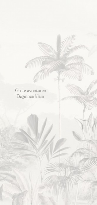 Geboortekaartje 'Tropical Wilderness beige' van Annet Weelink Design. binnen