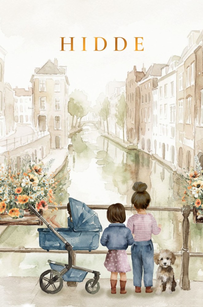 Geboortekaartje Utrecht gracht met meerdere kinderen
