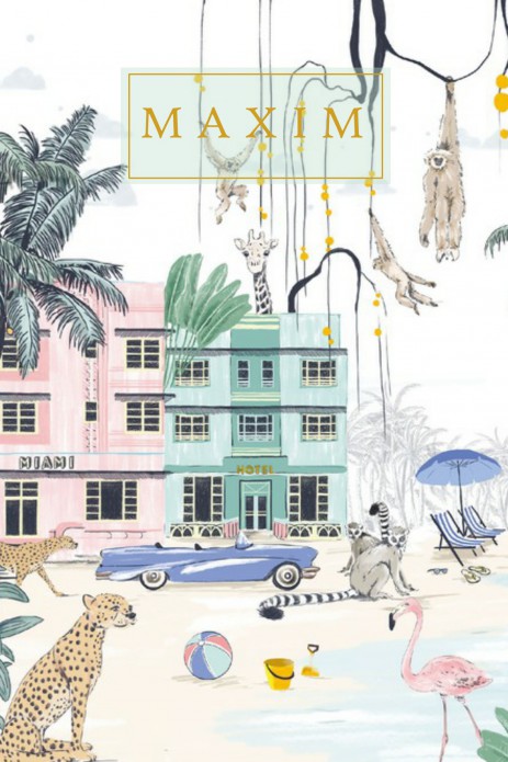 Geboortekaartje 'Miami Beach' van Annet Weelink Design voor