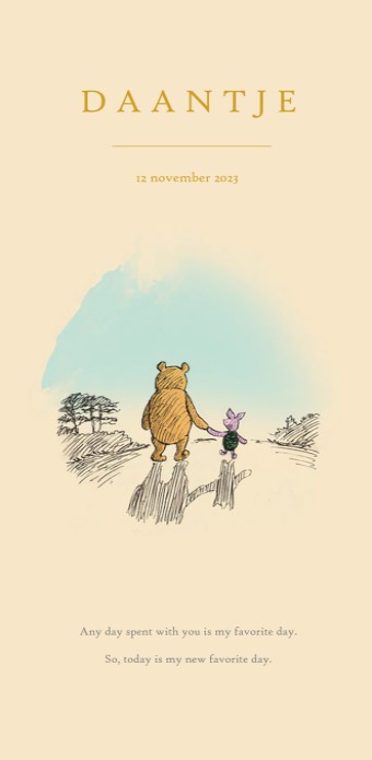 Geboortekaartje Winnie the Pooh 'any day spent with you'
