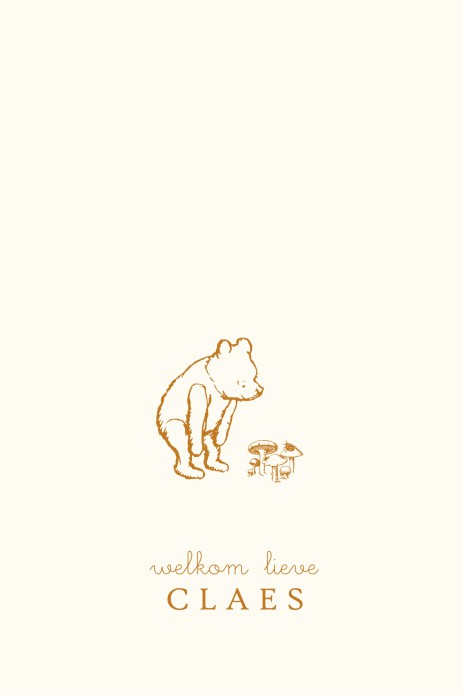 Geboortekaartje Winnie the Pooh met paddestoel voor