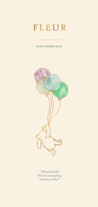 Geboortekaartje Winnie the Pooh met watercolor ballonnen