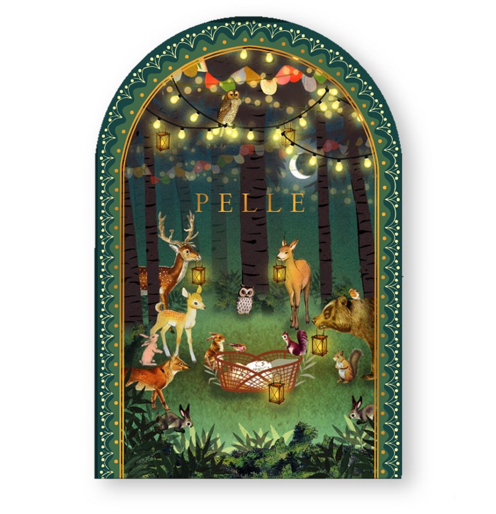 Geboortekaartje met prachtig kader in boogvorm