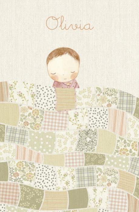 Lief geboortekaartje met baby onder quilt dekentje