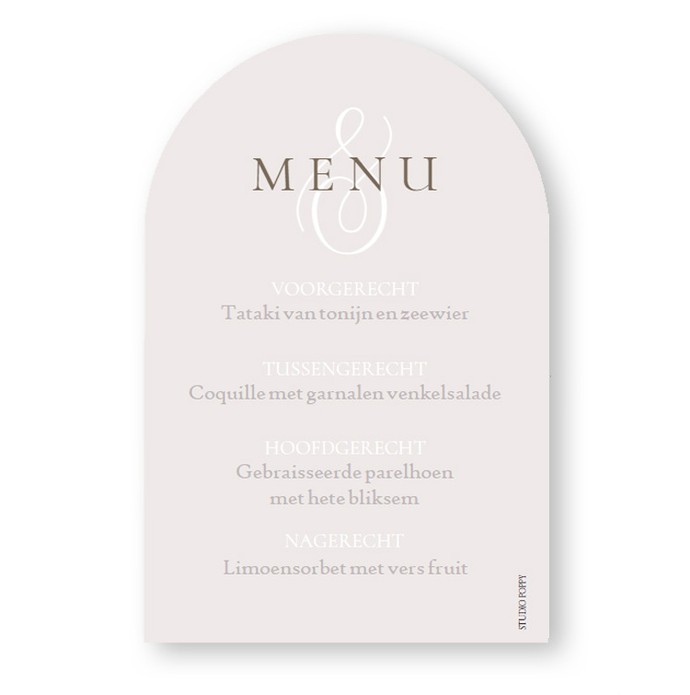 Menu boogvorm modern en romantisch