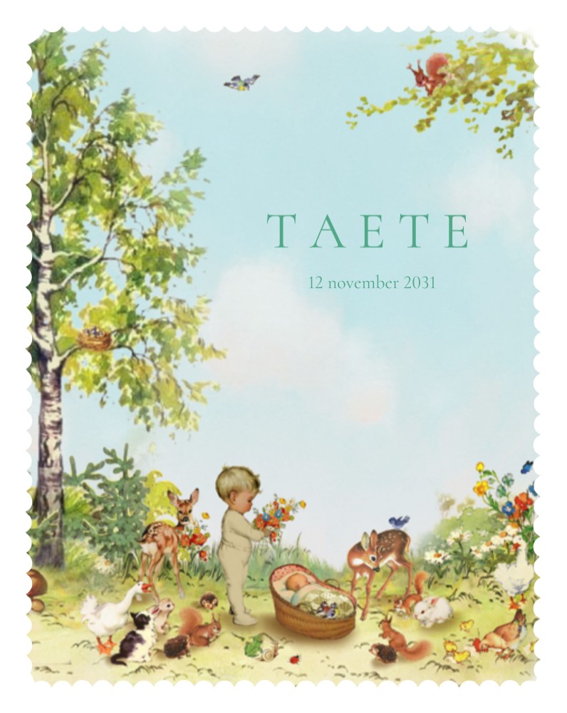 Poster met tuintje en pasgeboren baby