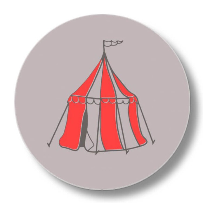 Sluitsticker vintage circus voor