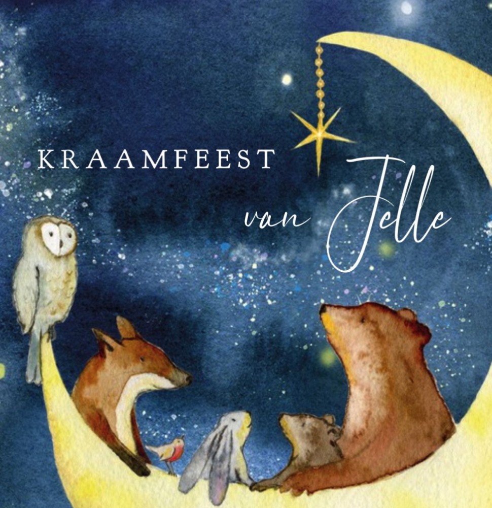 Vierkant kraamborrel kaartje maan