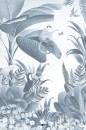 Geboortekaartje mono blauw jungle met foliedruk achter