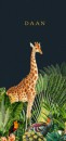 Jungle geboortekaartje met giraffe en zebra voor
